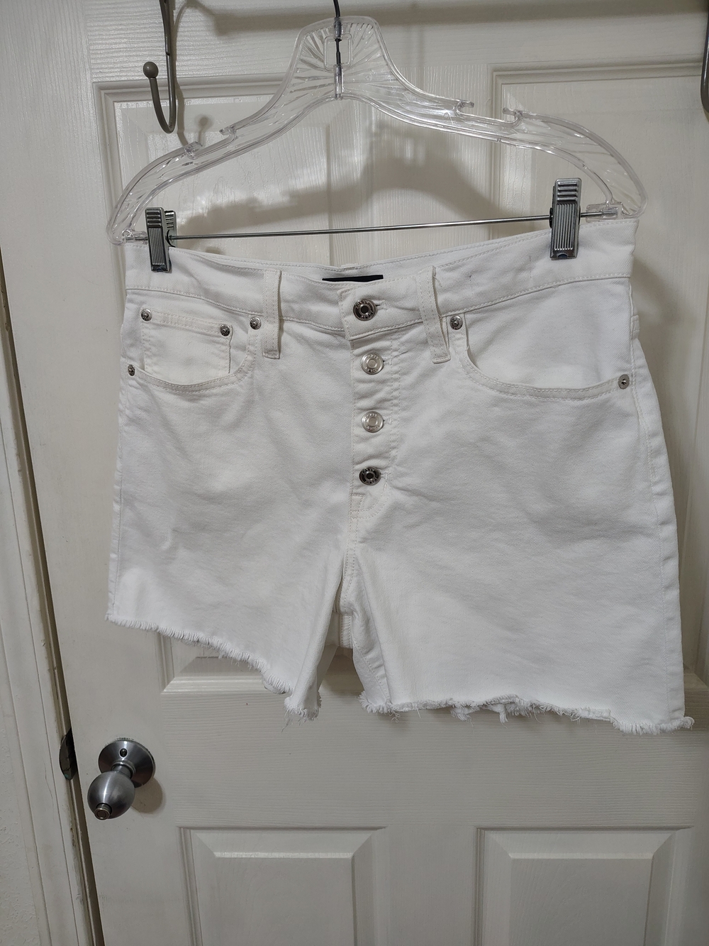 J.Crew High-Rise Exposed Button Fly White Denim Shorts Women's  28 Summer Staple